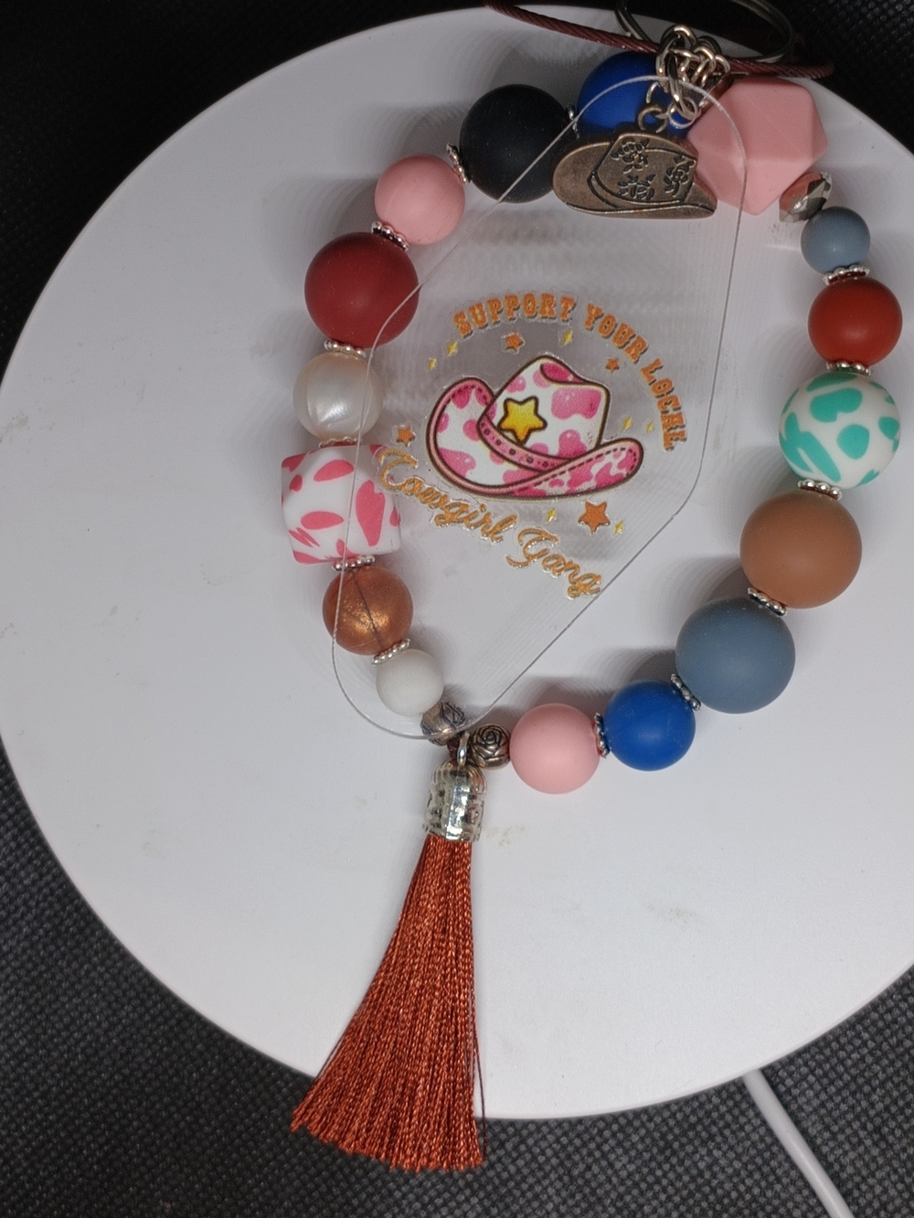 Beaded Tassel Key & Card Holder - Multicolor